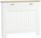 HOMCOM Copritermosifone a Doghe Antiribaltamento con Cassetto Portaoggetti, Copricalorifero in Legno, 112x19x97 cm, Bianco