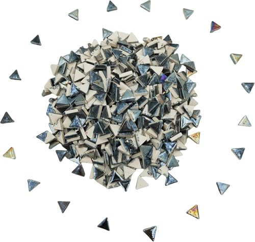 Gleichseitige dreieckige Keramik-Mosaikfliesen, 0,5 kg, 800 Stück, schillernde Mosaik-Fliesen für Mosaik-Bastelbedarf, DIY-Mosaik, handgefertigte Heim- und Outdoor-Dekoration, Regenbogen-Schwarz