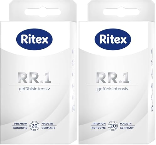 Ritex Kondome RR.1 – Gefühlsintensives Kondom 2 x 20 Stück für intensives Empfinden, Kondome mit Gleitfilm & seidenzarter Oberfläche – vegan, dermatologisch getestet, Made in Germany