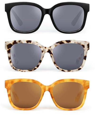 JM 3er-Pack übergroße Quadratische Lesebrille, Brille Blaulichtfilter Damen Computerleser