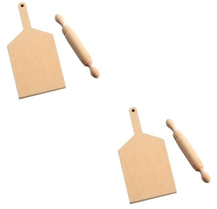 Ciieeo 2sets Rolling Pin for Boys and Girls Cutting Board Mini House Decorations Educational Toy