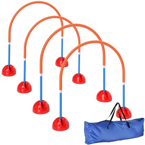 PawHut Agility Set Hunde 4-teiliges befüllbar Agility-Ausrüstung für Hundetraining Steckhürdenset mit verstellbar Agilitätstüren Tragetasche Trainingszubehör Koordinationstraining für Spiele Training