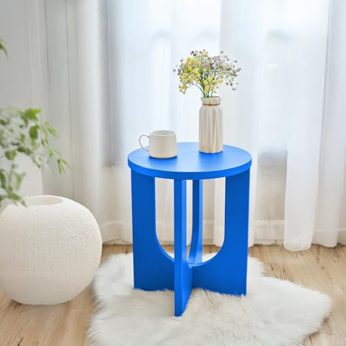 [en.casa] Sidobord Kysdajore runt 50 x Ø 40 cm soffbord kungsblått litet bord för vardagsrum sovrum inomhus