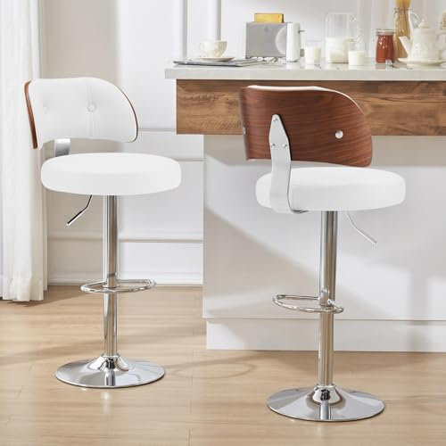 Bekrvio Barhocker 2er Set höhenverstellbar (62-84 cm) – Drehbarer Tresenstuhl mit Lehne & Fußstütze, Kunstleder, für Küche, Wohnzimmer, Esszimmer
