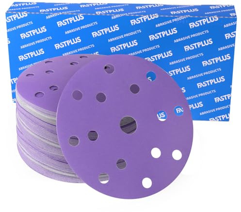 FASTPLUS Disque Abrasif 150mm G800 Céramique Disque de Ponçage 15 Trous | 50PCS Rond Disques de Ponceuse Orbitale pour le Meulage et le Polissage de la Peinture Automobile, du Bois et du Métal