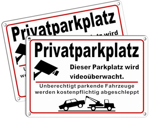 Goodvia Privatparkplatz Schild Videoüberwachung Parken Verboten 30x20cm Alu Reflektierend, Schild Dieser Parkplatz Wird Videoüberwacht x2