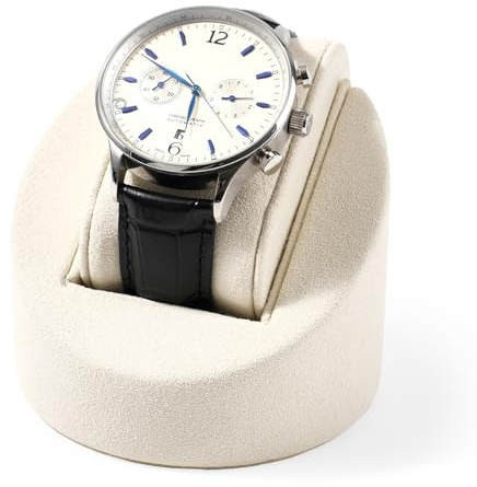 Papten Présentoir Cylindrique Pour Montres, Rangement Pour Montres | Porte-montre, idéal pour une table de chevet, une coiffeuse ou une vitrine, beige, microfibre