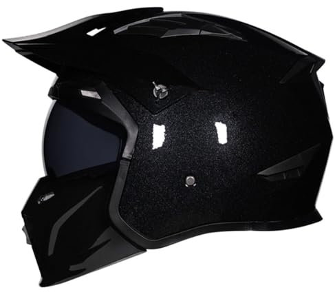 Casco Jet Moto Vintage Omologato ECEDOT 3/4 Casco Combinato Casco Da Motociclista Con Visiera Uomo Donn Caschi Cromwell Portatile Casco A Scodella 3,M:57-58CM