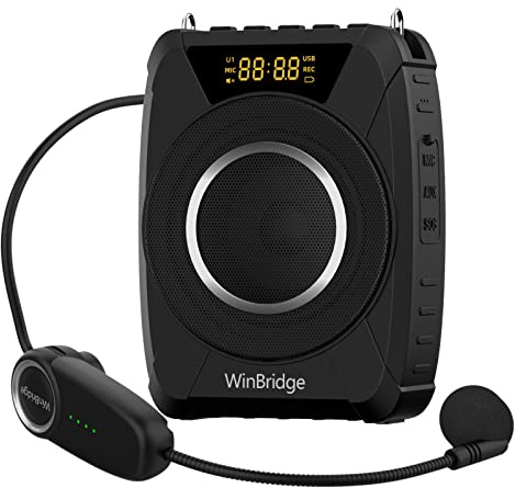 Amplificador de voz Bluetooth 5.0 con auriculares de micrófono inalámbricos, micrófono personal impermeable, amplificador de voz inalámbrico, megáfono portátil de 20 W, sistema PA para profesores