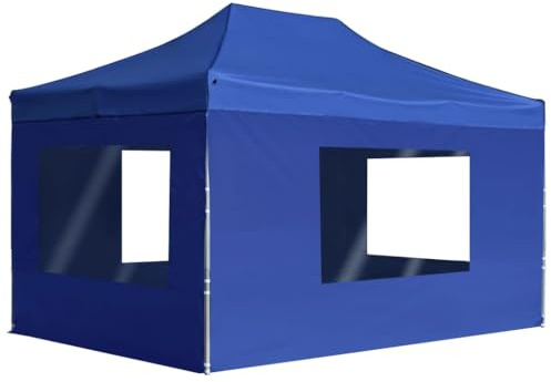 Tonnelle de Jardin Pliable, Tente de Réception Pavillon Barnum de Jardin avec parois Aluminium 4,5x3 m Bleu
