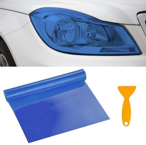 Tönungsfolie für Scheinwerfer & Nebelscheinwerfer 30x120cm,Wasserdicht UV-Schutz Auto Tönungsfolie,Folie Tönungsfolies Nebelscheinwerfer Selbstklebend & Rückstandslos (Blau)