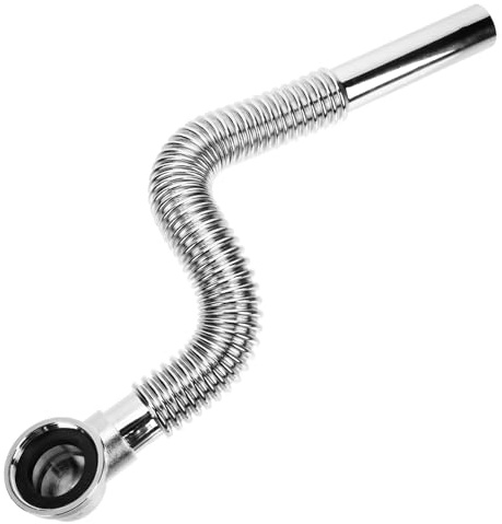 WOONEKY Tuyau De Vidange Flexible en Métal Argenté 50 Cm, Drain Flexible pour Salle De Bain, Évacuation, Installation Facile pour Bain, Fourniture en Cuivre Solide