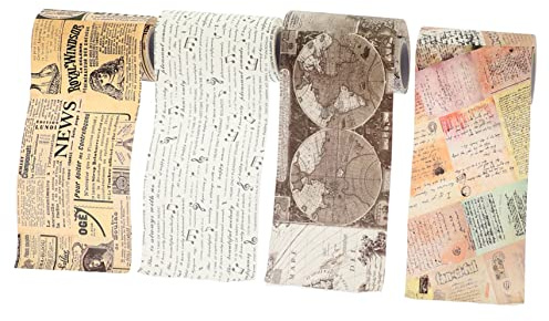 OSALADI 4rollos Cinta De Periódico Estilo Vintage Cintas Decorativas para Manualidades para Envolver De Papel Pegatinas para Scrapbooking