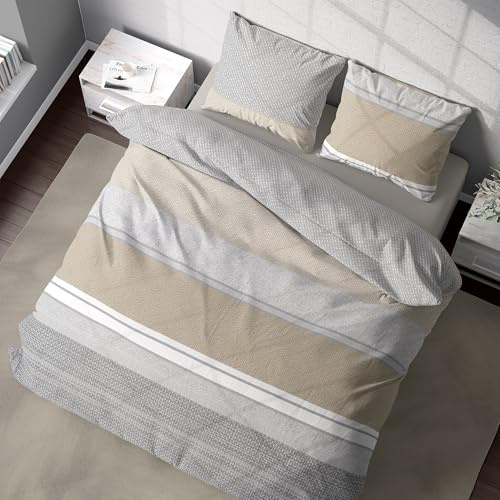 DILIOS Bettwäsche 200x200 Baumwolle, 3-teilig mit Reißverschluss, Premium | 1 Bettbezug 200x200 + 2 Kissenbezüge 80x80, Baumwolle, Renforcé, OEKO-TEX, atmungsaktiv