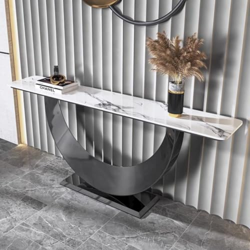 YVYKFZD Tavolo Consolle stretto, Consolle Ingresso Tavolo Console con base in metallo a mezzaluna, Tavolos da Ingresso glamour, Tavolos da Divano in stile industriale(Gray,160cm/62.9)
