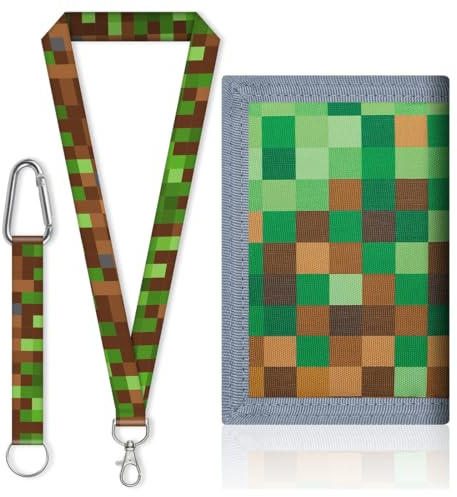 Teegxddy 1psc Cartera Pixel Cartera infantil para videojuegos Cartera para Niños Monedero Niño Niñas,para Niños Regalos de Cumpleaños(Incluye cordón) (B)