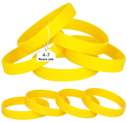 LVNRIDS Yellow Silicone Elastic Wristbands Rubber Bracelets 25 Pcs for Kid, 16 cm Length Coloured Wrist Bands Silicone for Business School Activity Party Events Music Festival