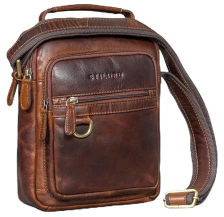 STILORD Lima Elegante Borsello Uomo Tracolla Pelle Piccolo Crossbody - Borsa Messenger Vera Pelle con Manico Borsa Piccola Porta Tablet 9,7 Pollici per Viaggi e Vita Colore:florida - marrone