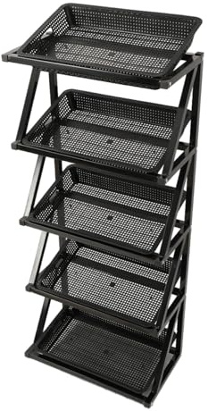 ECUTEE Storage Drawers Stackable Display Rack Shelf for Supermarket Stores Kitchen Pantry and Bathroom - Portable & Space-Saving Stacking Baskets Storage Fruit Vegetable Display Stand 5 Rack