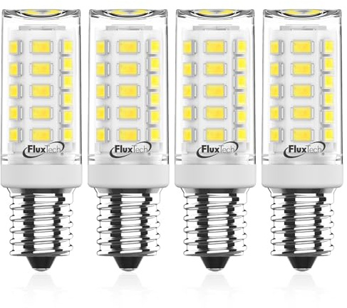FluxTech E14 LED Light Bulb Cool White 6000K, 3W 480LM (40W 50W Equivalent), Flicker-Free Small Screw Lamps SES Bulbs for Home Lighting, Non-dimmable 4 Pack