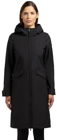khujo dam lång övergångsjacka, kappa av matt skimrande material, parkas med stor huva, Femke2 XS-XXL, svart, S