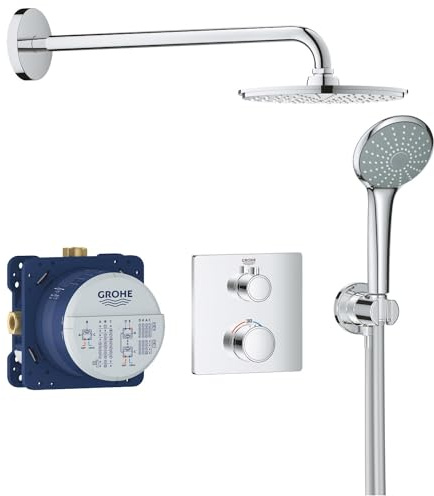 GROHE Grohtherm | Duschsystem Unterputz mit Rainshower Cosmopolitan 210 | Chrom | 34734000