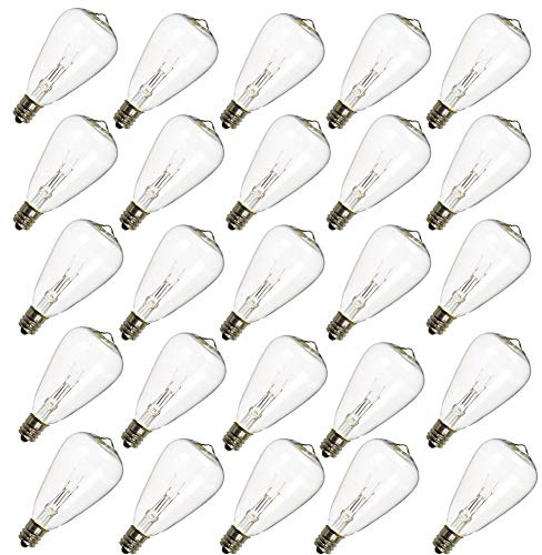 Romasaty 25-Pack ST35 Light Bulbs Replacement Edison Clear Bulbs -5 Watts C7/E12 Screw Base for Indoor/Outdoor Patio String Lights