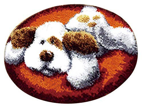joyMerit Latch Hook Kit, Knüpfteppich für Kinder, Anfänger und Erwachsene zum Selber Knüpfen Teppiche - Hund
