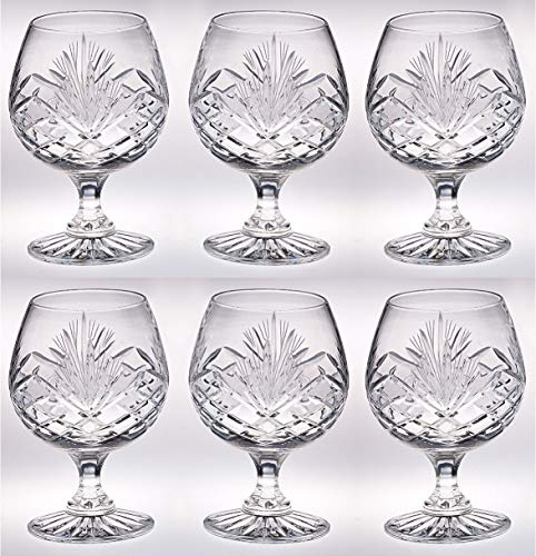 Barski Crystal - Jerez - Brandy - Coñac - Snifter - Juego de 6 vasos - Hecho a mano - Vaso de cristal - Ideal para bebidas alcohólicas - Bourbon - Vino - 9 onzas - Fabricado en Europa