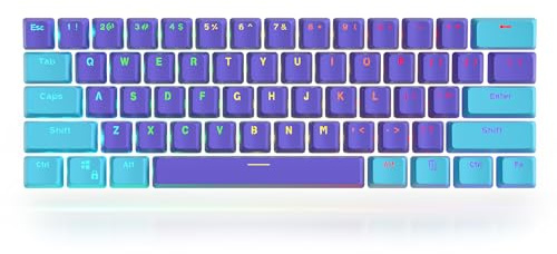 WHYSP 61 PBT Keycaps,RGB Backlit OEM Profile Thick Keycap 60% Mechanical Keyboard Gaming Blue Keycaps with Key Puller for Cherry MX Switches GH60/RK61/ALT61/Annie pro 2/Iqunix f60/I610T (Color A)