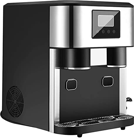 Bluetooth earphone 2021 Upgraded Ice Maker Multifunctional Ice Maker Ice Maker Water Dispenser Ice Crusher 3 In 1 LCD Display Automatic Cleaning Ice Machines For Home Office Dairy Tea Shop, Black