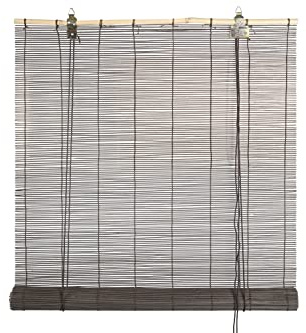 HERSIG - Estor Enrollable de Bambú Natural 100 x 180 cm - Persiana Enrollable Interior y Exterior - Estilo Natural para Ventanas - Privacidad, Resistencia y Fácil Instalación - Marron Oscuro