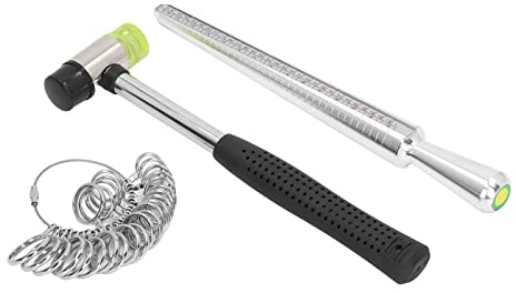 Ring Sizer Mätverktyg Stål Ringmätare Finger Sizer med Hammare för Smyckestillverkning