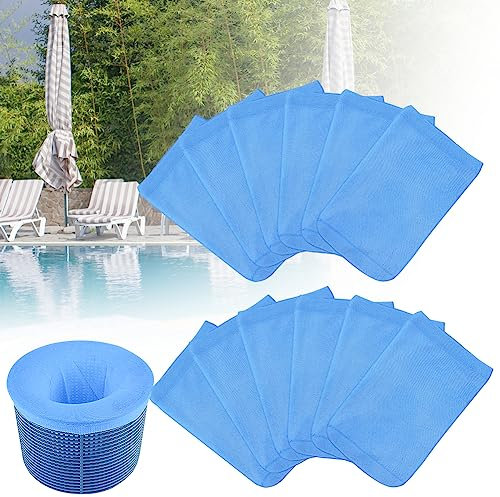 OFFCUP Calzini da Skimmer per Piscina, 12Pcs Skimmer Piscina, Pool Skimmer Socks, Calze da Filtro per Piscina, Filtro Skimmer Piscina per Rimuovere Detriti Foglie Capelli Insetti, Blu