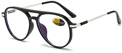 KOOSUFA Pilot-Rahmen Blaulichtfilter Brille Brillengestelle Mode Computerbrille Damen Herren Ultra Leicht PC-Metallbügel Brillenfassung Gaming Brille ohne Stärke Matt Schwarz