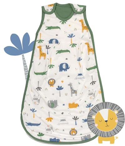 Slumbersac Saco de dormir bebe 70 cm Jungla 1.0 Tog | Saco dormir para bebé 0-6 meses | Saco de dormir bebe ligeramente para el verano