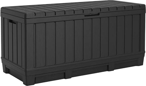 Koll Living Gartenbox, 190- oder 350 Liter Stauraum - kompakte Aufbewahrungsbox mit viel Platz für Sitzauflagen, Gartengeräte oder Kinderspielzeug - hält den Inhalt trocken & gut belüftet (350 Liter)