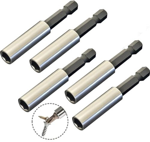 Shallho Lot de 5 rallonges de foret 60 mm magnétiques 1/4 Porte-embout à changement rapide pour perceuse électrique, visseuse à percussion, tournevis