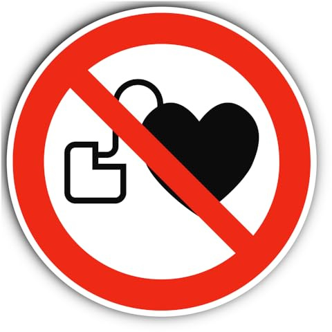Kein Zutritt für Personen mit Herzschrittmachern oder implantierten Defibrillatoren, Verbotszeichen: P007 - DIN EN ISO 7010 / ASR A1.3 - Aufkleber: Ø 30 cm, 1 Stück
