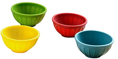 LALADEFIEE 4pcs Silicone Muffin Round Cake Cup Muffin Pan Souffle Molds Baking Supplies Random Color