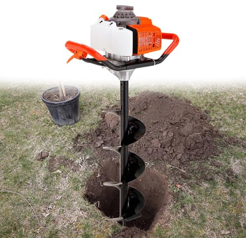 GESAIDES Tarière à Essence 52 CC, 2 Temps, pour Creuser des Trous dans Le Sol, pour Clôtures de Jardin, Plantes, avec Forets,4cm(1.6in)