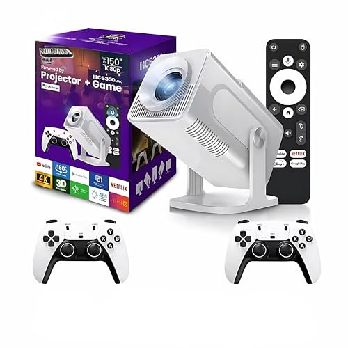 Velaryx Proyector Consola HSC 350 MAX 2025 - Consola portátil con proyector 4K FULL HD, Proyector de Juegos Retro, Consolas Retro, Controlador de Juegos inalámbrico, HDMI, WiFi, APPS, Cine en casa.