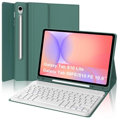 Cover Tastiera per Samsung Galaxy Tab S10 Lite/S10 FE/S9 FE 10.9/S9 11 | Keyboard Magnetico Staccabile, Italiano QWERTY, Custodia Tastiera Senza Fili Bluetooth con Portapenna, Verde scuro