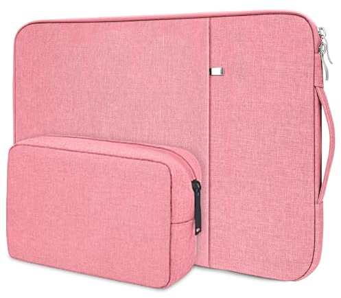 Flintronic Laptop Sleeve for 15.6 Inch, Portable Water Resistant Mens Lap-top Bag with Pockets and Compartments, Compatible with MacBook, Asus, Dell, HUAWEI 15.6 Inch Lap-top (Pink)