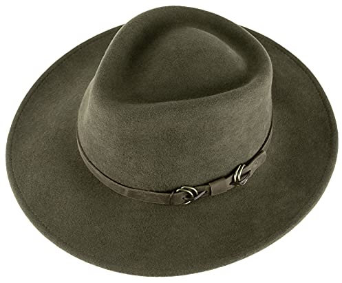 Alpenleder Hut - Modell: Padua (Handgefertigt) - Nachhaltiges Bio-Filz aus regionaler Landwirtschaft | Fedora Wollhut, Hüte Damen & Herren, Filzhut *Fair Produziert* (Größe S (55-56cm), Olivia)