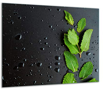 QTA | Herdabdeckplatte 60x52 Einteilig Glas Elektroherd Induktion Herdschutz Spritzschutz Glasplatte Schneidebrett Schwarz Minze