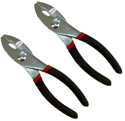 Edward Tools Slip Joint Pliers 6” (Pack of 2) - Heavy Duty Carbon Steel with Rubber Grip Handle - Fine Grip Teeth in Front and Coarse Teeth in Back - Rust Resistant Finish