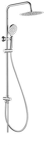 Ibergrif M20706 Colonna Doccia Senza Miscelatore, Doccia Soffione Completo Inverter, Set Doccia con Soffione, Doccetta, Asta per Doccia Regolabile a Muro, Tubo, Supporto, Cromo, Argento