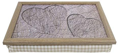 Mars & More - Lapdesk - Taca NA kolana - Drewniane serca - Tree Grey Hearts - 43 x 33 x 7 cm - mit Unterlage NA kolana