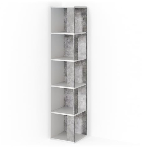 Vicco Eckregal Lio, Beton, 33.3 x 162.2 cm | zur Aufbewahrung von Büchern und Deko in Raumecken